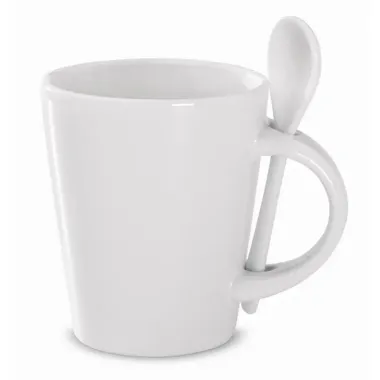 Taza con cuchara de cerámica. Gres - Geye
