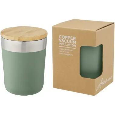 Vaso de 330 ml de acero inoxidable con aislamiento al vacío de cobre y tapa de bambú Acero inoxidable, Madera de bambú - Kiti