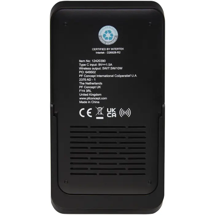 Base de carga inalámbrica de plástico reciclado de 10 W con soporte para teléfono Plástico ABS reciclado - Finu miniatura 3