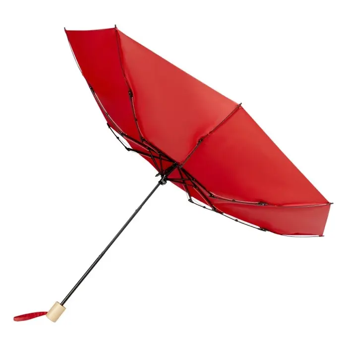 Paraguas plegable de 21" de PET reciclado resistente al viento Poliéster de tafetán de tereftalato de polietileno reciclado - Tiri miniatura 4