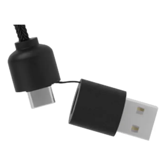 Cable de carga de 40 W 5 en 1 de PET reciclado con logo retroiluminado y estuche cuadrado de madera Plástico ABS reciclado, Plástico PET reciclado, Madera de bambú - Qixi miniatura 5