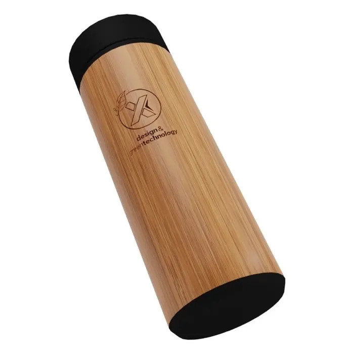Botella inteligente de bambú de 500 ml Acero inoxidable, Plástico ABS, Madera de bambú - Fepe miniatura 5