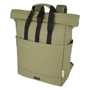 Mochila enrollable de 15 L para portátil de 15" de lona reciclada GRS 80% Algodón reciclado certificado GRS, 20% Algodón, 330 g/m2 - Jami