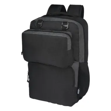 Mochila para portátil de 15" reciclada GRS en dos tonos de 14 L Ripstop Poliéster reciclado con certificado GRS, 600D Poliéster reciclado con certificado - Lome
