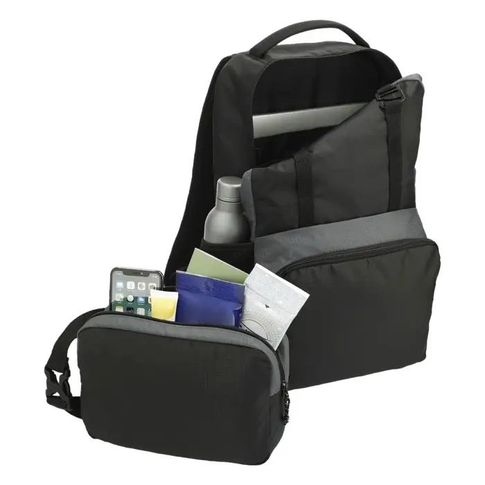 Mochila para portátil de 15" reciclada GRS en dos tonos de 14 L Ripstop Poliéster reciclado con certificado GRS, 600D Poliéster reciclado con certificado - Lome miniatura 3