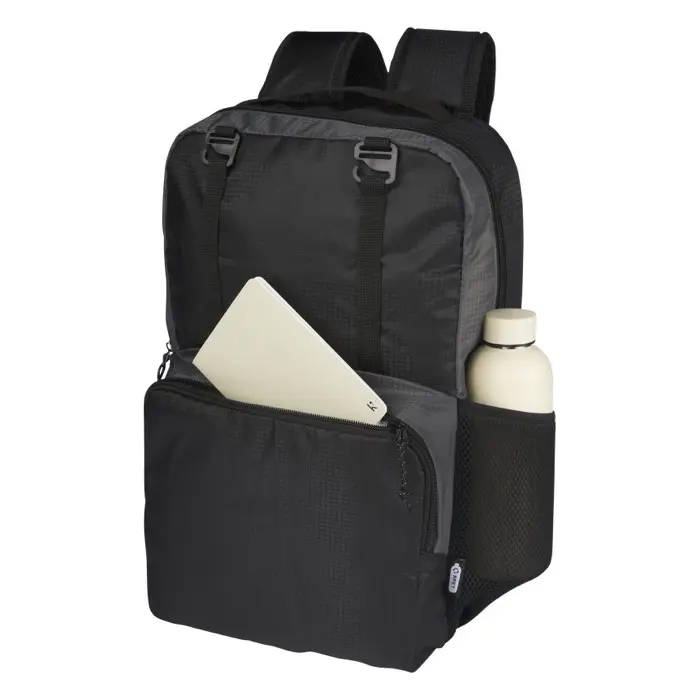 Mochila para portátil de 15" reciclada GRS en dos tonos de 14 L Ripstop Poliéster reciclado con certificado GRS, 600D Poliéster reciclado con certificado - Lome miniatura 5