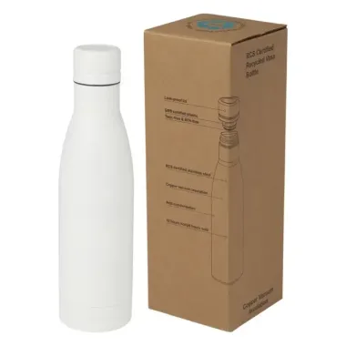 Bidón con aislamiento al vacío de 500 ml de cobre de acero inoxidable reciclado con certificación RCS 87% Acero inoxidable reciclado, 13% Plástico PP - Giqo