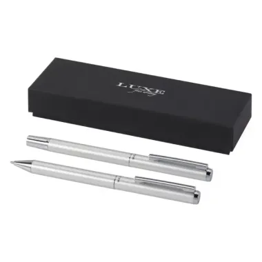 Set de regalo de bolígrafo y rollerball de aluminio reciclado Aluminio reciclado - Pibo