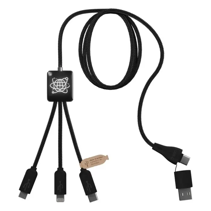 Cable de carga 5 en 1 RPET con transferencia de datos SCX Plástico ABS reciclado, Plástico PET reciclado - Xofi miniatura 1