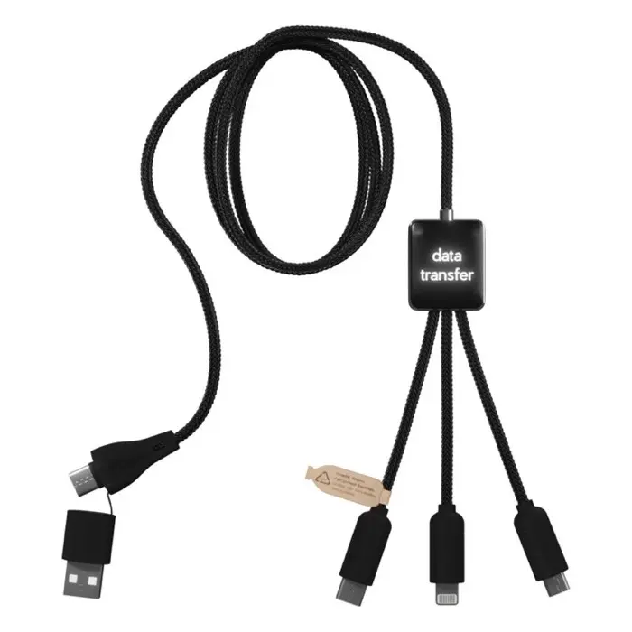 Cable de carga 5 en 1 RPET con transferencia de datos SCX Plástico ABS reciclado, Plástico PET reciclado - Xofi miniatura 3