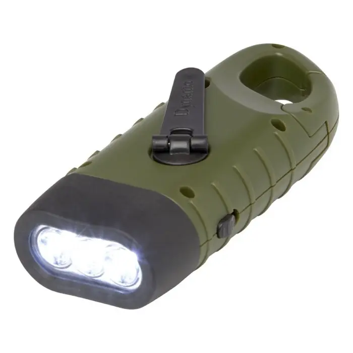 Linterna de dinamo solar con mosquetón de plástico reciclado Plástico ABS reciclado - Saco miniatura 1