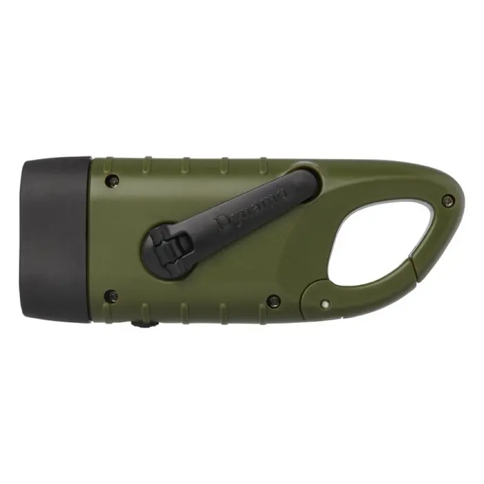 Linterna de dinamo solar con mosquetón de plástico reciclado Plástico ABS reciclado - Saco miniatura 3