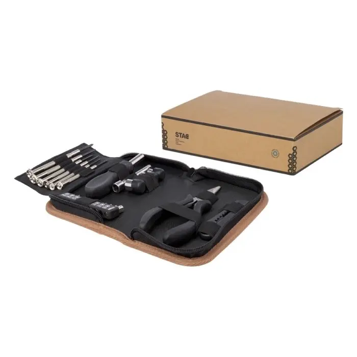 Set de herramientas de plástico reciclado con certificación RCS de 24 piezas con funda de corcho Acero al carbono, Polipropileno reciclado - Buho miniatura 5