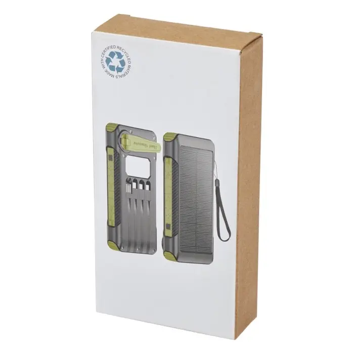 Batería externa de dinamo solar en plástico reciclado de 10 000 mAh con certificación RCS Plástico ABS reciclado - Zedo miniatura 2