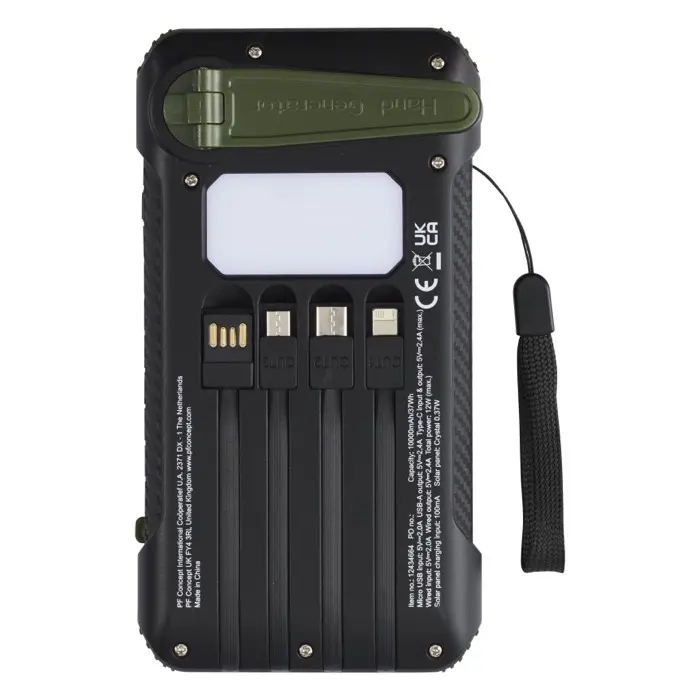 Batería externa de dinamo solar en plástico reciclado de 10 000 mAh con certificación RCS Plástico ABS reciclado - Zedo miniatura 7