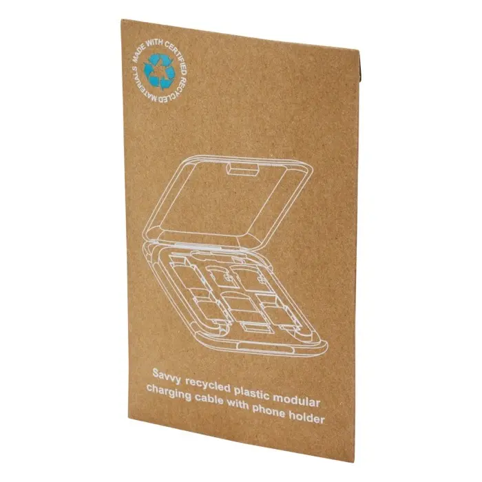 Cable de carga modular de plástico reciclado con soporte para teléfono Plástico ABS reciclado - Gazo miniatura 2