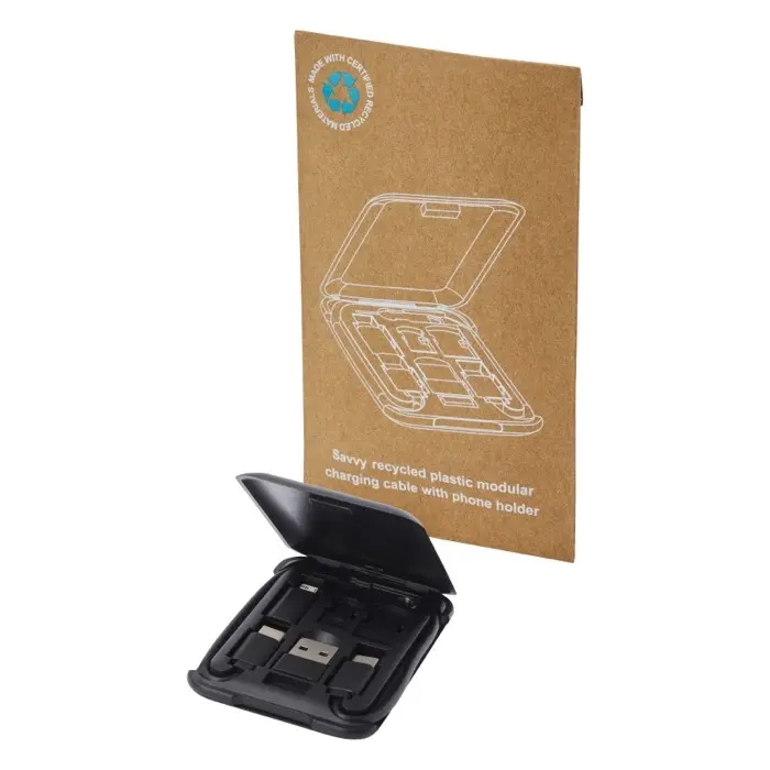 Cable de carga modular de plástico reciclado con soporte para teléfono Plástico ABS reciclado - Gazo miniatura 6