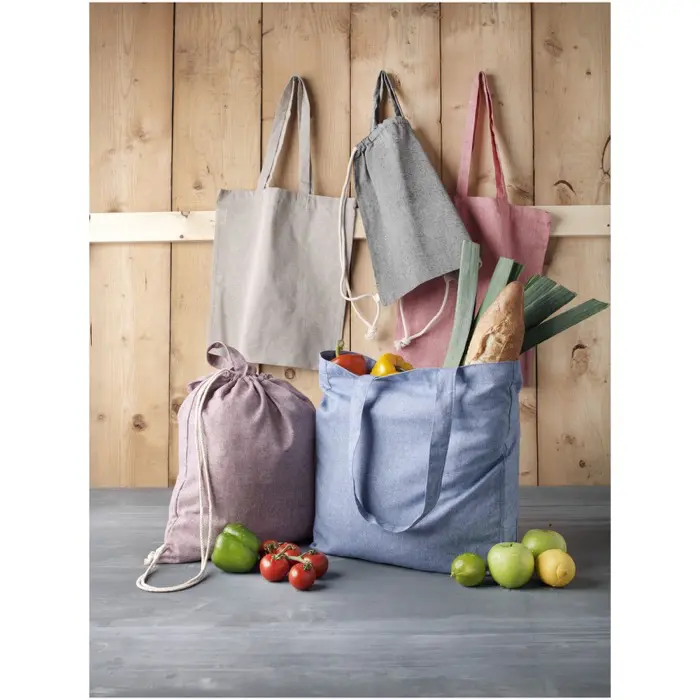 Bolsa Tote de algodón reciclado de 210 g/m² con refuerzos Algodón reciclado Poliéster reciclado, 210 g/m2 - Igim miniatura 3