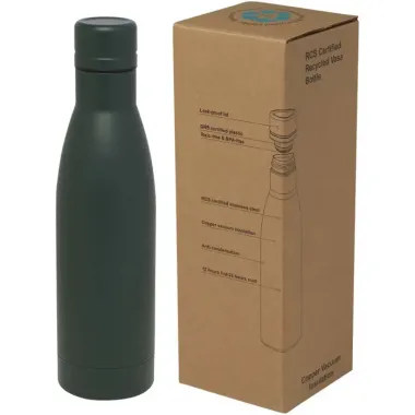 Bidón con aislamiento al vacío de 500 ml de cobre de acero inoxidable reciclado con certificación RCS 87% Acero inoxidable reciclado, 13% Plástico PP - Giqo