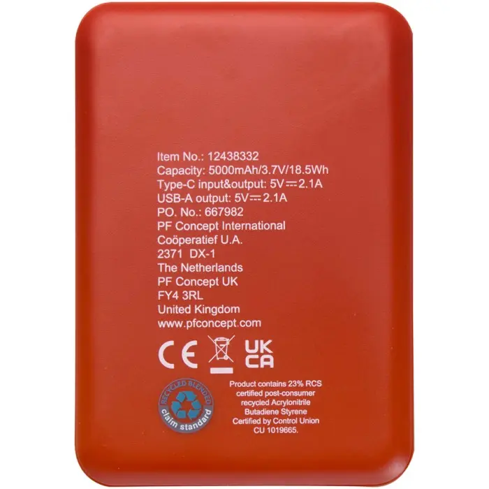 Batería externa tipo C de plástico reciclado de 5000 mAh Plástico ABS reciclado - Fuud miniatura 3