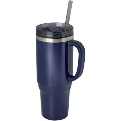 Vaso térmico con pajita de 1200 ml con certificado RCS Plástico reciclado, Acero inoxidable reciclado - Orfa