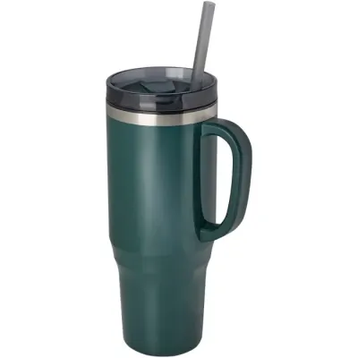 Vaso térmico con pajita de 1200 ml con certificado RCS Plástico reciclado, Acero inoxidable reciclado - Orfa
