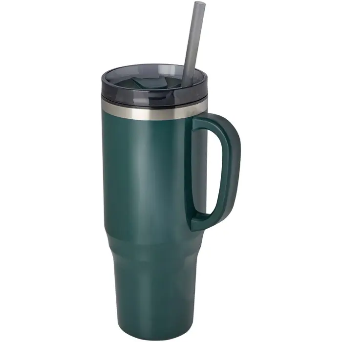 Vaso térmico con pajita de 1200 ml con certificado RCS Plástico reciclado, Acero inoxidable reciclado - Orfa miniatura 1