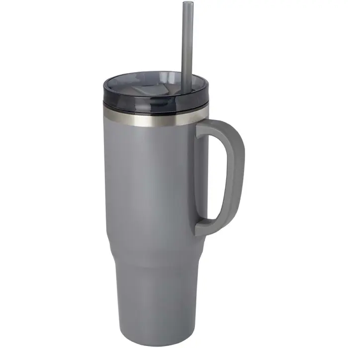 Vaso térmico con pajita de 1200 ml con certificado RCS Plástico reciclado, Acero inoxidable reciclado - Orfa miniatura 1