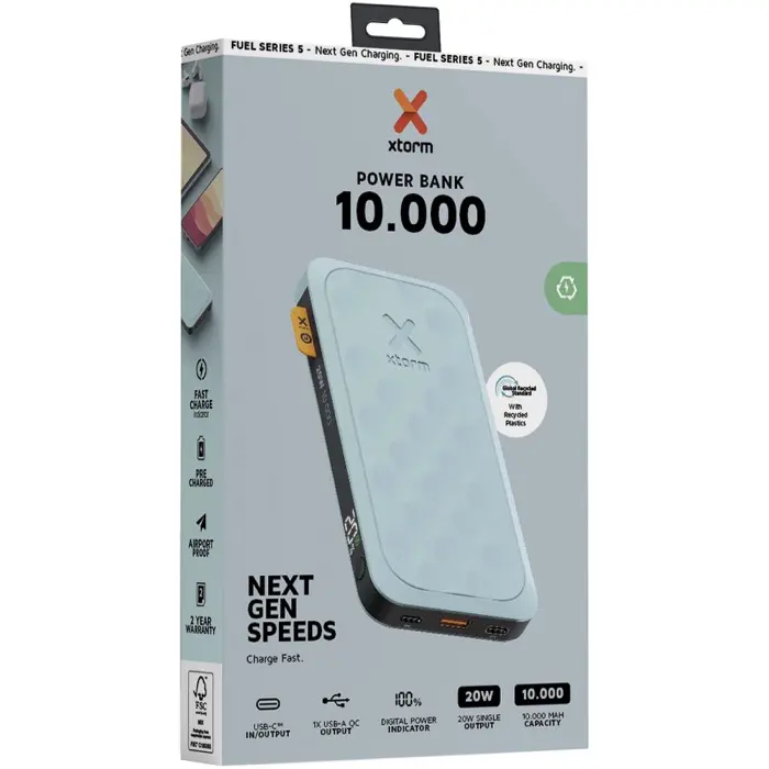 Batería externa de 10 000 mAh y 20 W Plástico ABS reciclado - Kiut miniatura 4