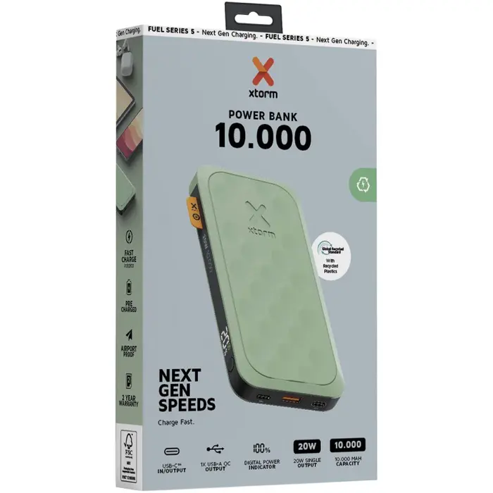 Batería externa de 10 000 mAh y 20 W Plástico ABS reciclado - Kiut miniatura 4
