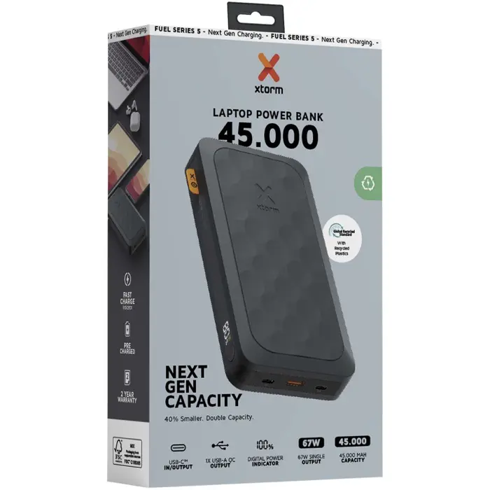Batería externa de 45 000 mAh 67 W Plástico ABS reciclado - Boaz miniatura 4
