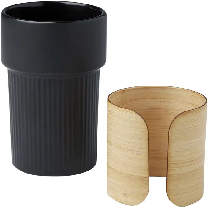 Vaso de 340 ml con funda de bambú 94% Gres esmaltado - Osoz miniatura 3