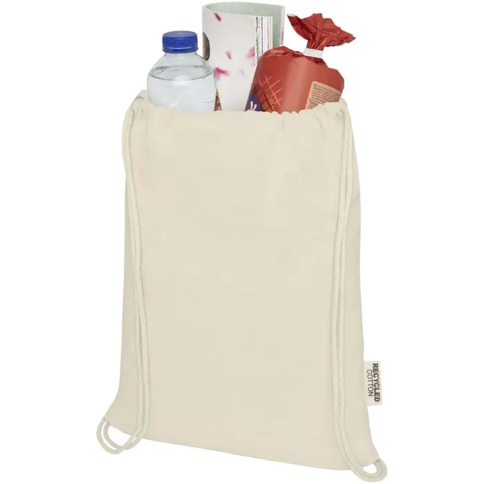 Bolsa con cordón de algodón reciclado GRS de 140 g/m² Algodón reciclado certificado GRS, 140 g/m2 - Doic miniatura 3