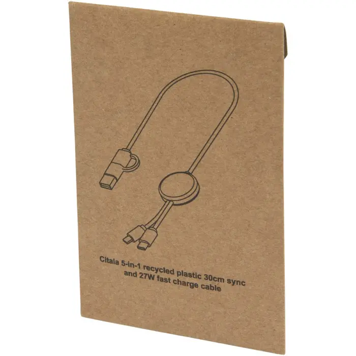 Cable 5 en 1 de plástico reciclado de 30 cm para sincronización de datos y carga rápida de 27 W Plástico ABS reciclado - Ovxu miniatura 4