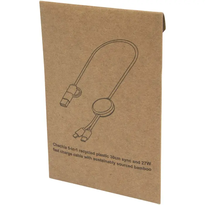 Cable 5 en 1 de plástico reciclado de 30 cm para sincronización de datos y carga rápida de 27 W Plástico ABS reciclado - Ovxu miniatura 4