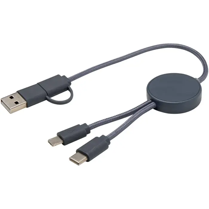 Cable 5 en 1 de plástico reciclado de 30 cm para sincronización de datos y carga rápida de 27 W Plástico ABS reciclado - Ovxu miniatura 5