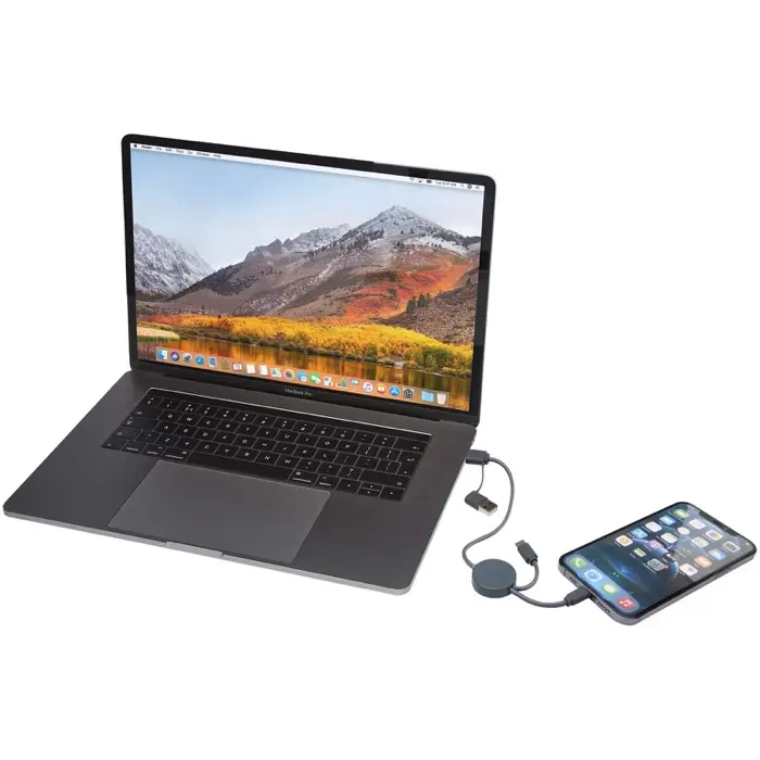 Cable 5 en 1 de plástico reciclado de 30 cm para sincronización de datos y carga rápida de 27 W Plástico ABS reciclado - Ovxu miniatura 7