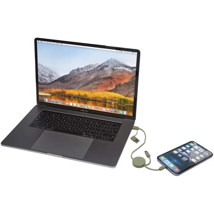 Cable 5 en 1 de plástico reciclado de 30 cm para sincronización de datos y carga rápida de 27 W Plástico ABS reciclado - Ovxu miniatura 7