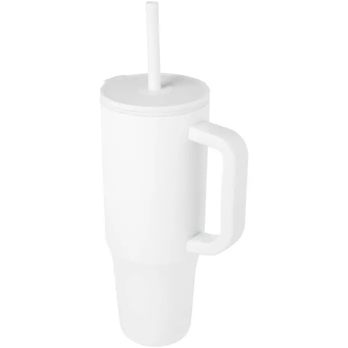 Vaso con aislamiento de 900 ml con certificado RCS y pajita de silicona 90% Acero inoxidable reciclado, 10% Plástico PP - Acav miniatura 1