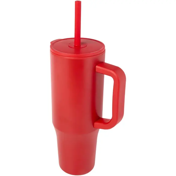 Vaso con aislamiento de 900 ml con certificado RCS y pajita de silicona 90% Acero inoxidable reciclado, 10% Plástico PP - Acav miniatura 1