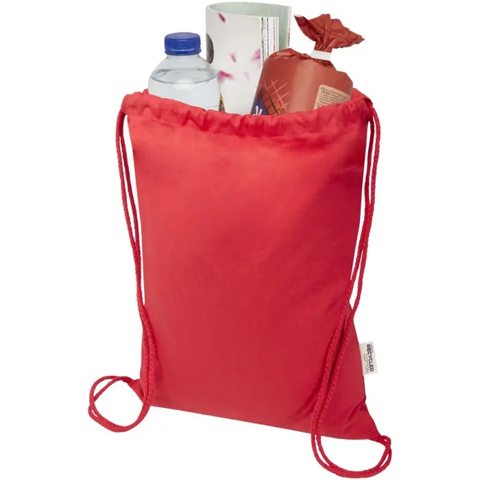 Bolsa de 5 L con cordón de algodón reciclado de 140 g/m² con certificado GRS 60% Algodón reciclado certificado GRS, 40% Poliéster reciclado con certificado GRS, 140 g/ - Pait miniatura 3