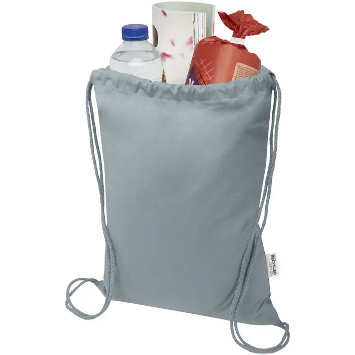 Bolsa de 5 L con cordón de algodón reciclado de 140 g/m² con certificado GRS 60% Algodón reciclado certificado GRS, 40% Poliéster reciclado con certificado GRS, 140 g/ - Pait miniatura 3