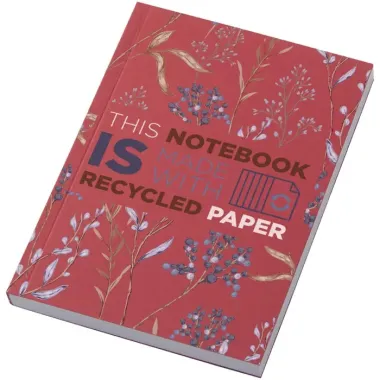 Libreta A6 de tapa blanda con 100 hojas de papel reciclado Papel reciclado, 80% Cartón reciclado, 20% Papel de cartón - Saos