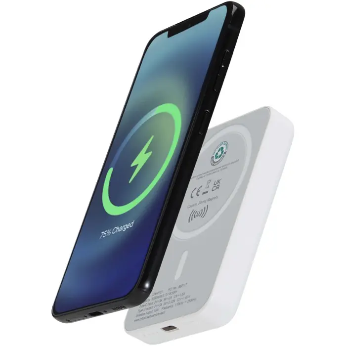 Batería externa inalámbrica magnética de 5000 mAh y 15 W con PD de 20 W fabricada con plástico reciclado Plástico ABS reciclado - Seut miniatura 1