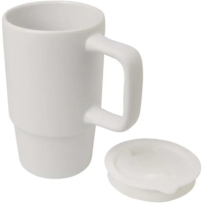 Taza de cerámica con tapa de plástico de 450 ml 90% Gres esmaltado, 10% Plástico PP - Moux miniatura 3