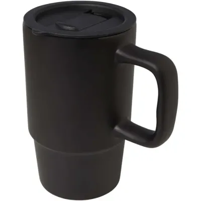 Taza de cerámica con tapa de plástico de 450 ml 90% Gres esmaltado, 10% Plástico PP - Moux