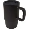 Taza de cerámica con tapa de plástico de 450 ml 90% Gres esmaltado, 10% Plástico PP - Moux