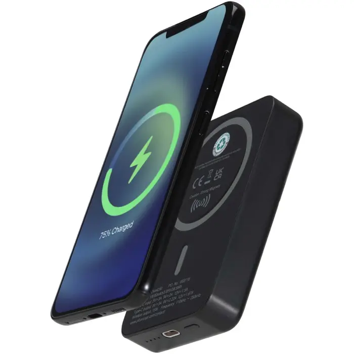 Batería externa inalámbrica magnética de 10 000 mAh y 15 W con PD de 20 W fabricada con plástico reciclado Plástico ABS reciclado - Inof miniatura 1
