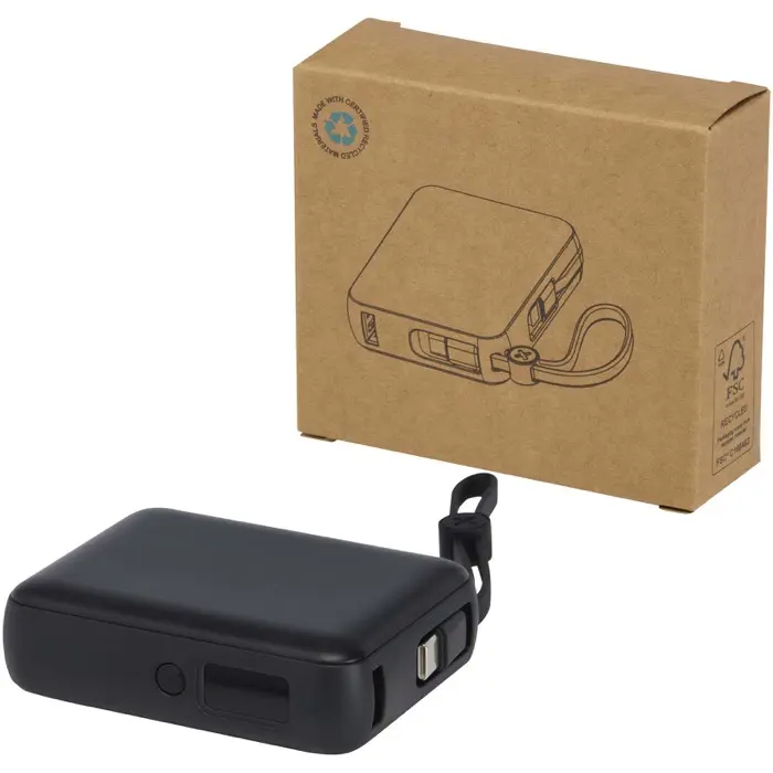 Batería externa para tableta de 10 000 mAh y 35 W con cable tipo C integrado y fabricada con plástico reciclado Plástico ABS reciclado - Veos miniatura 1