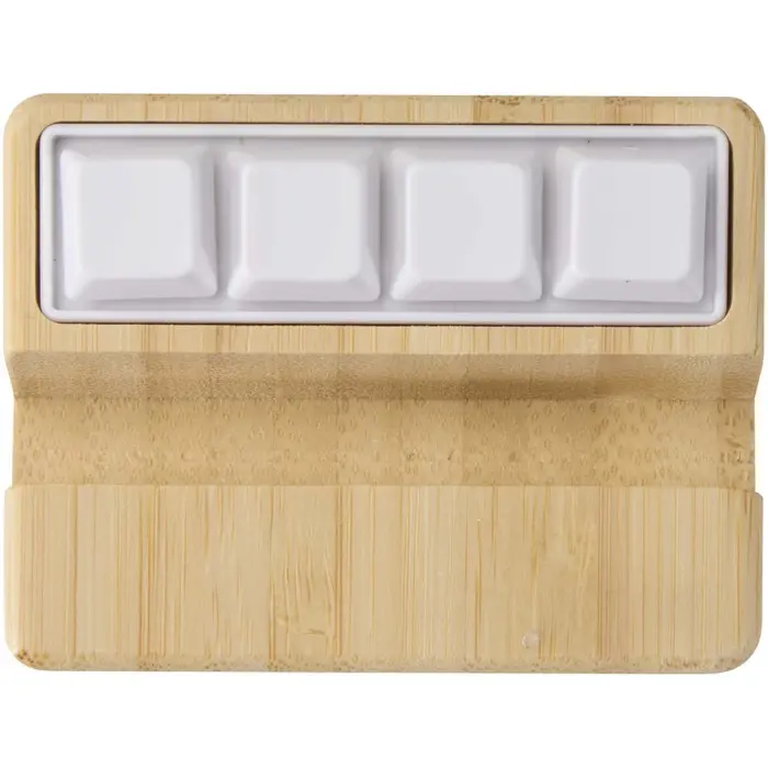 Soporte para teléfono de plástico reciclado con juguete y detalles de bambú Madera de bambú - Ruap miniatura 2